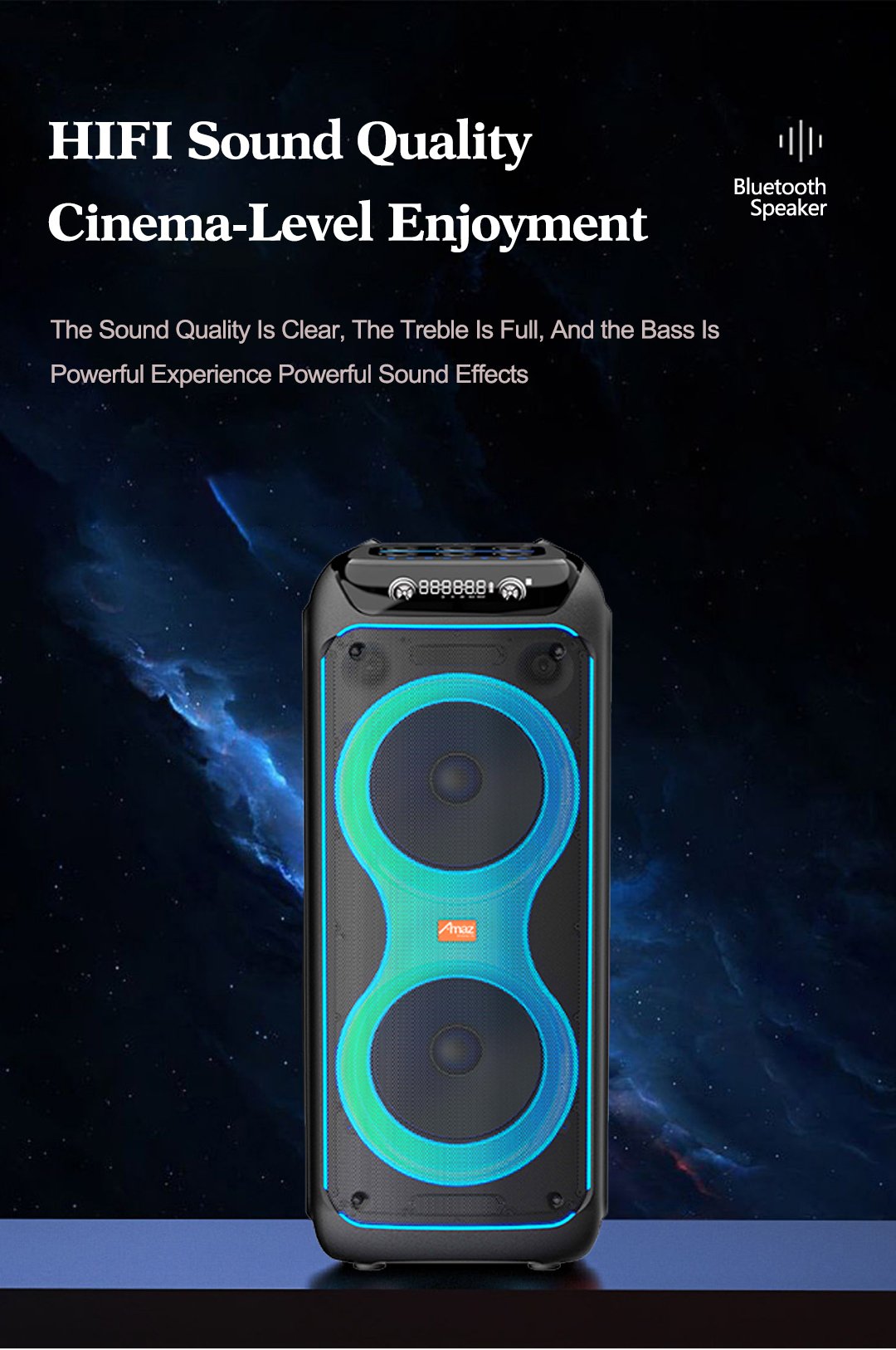 Wireless Karaoke Bluetooth Portable Dual 10 Inch Speaker with Handle ...